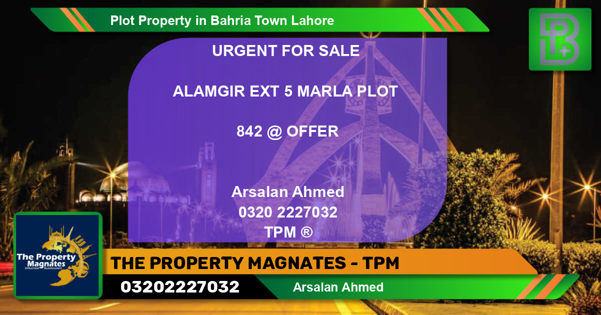 Residential Plot for Sale in Bahria Town, Lahore - (BP-67989)