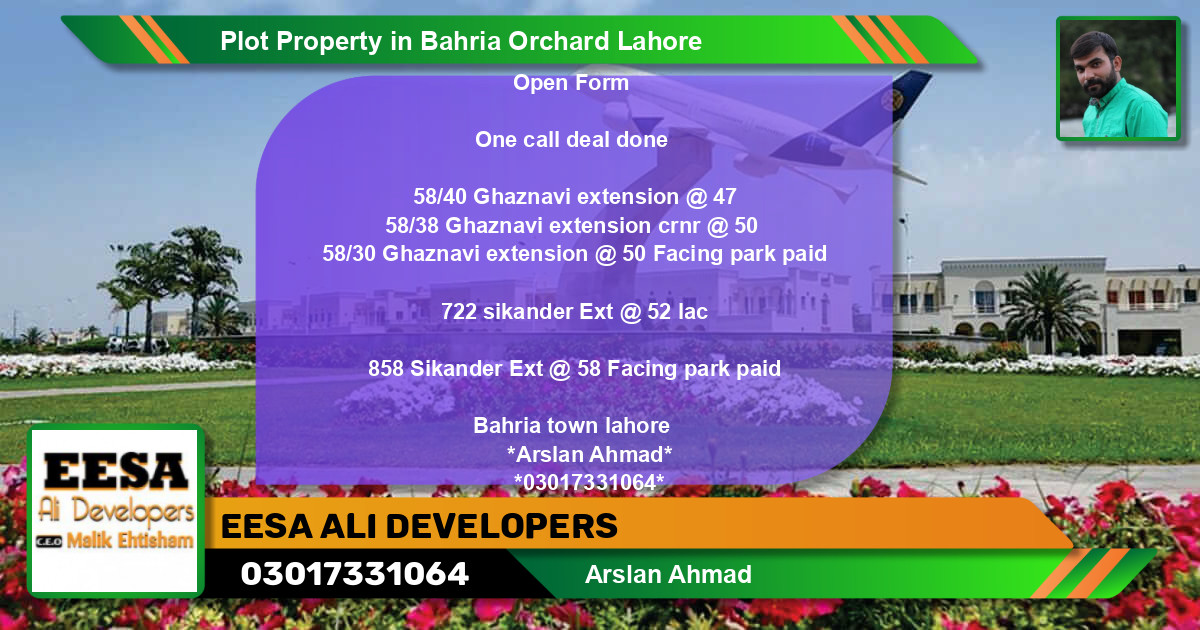 Residential Plot for Sale in Bahria Orchard, Lahore - (BP-67999)