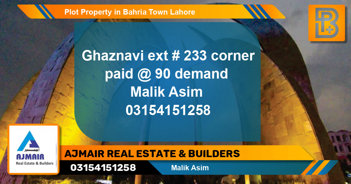 Residential Plot for Sale in Bahria Town, Lahore - (BP-68034)