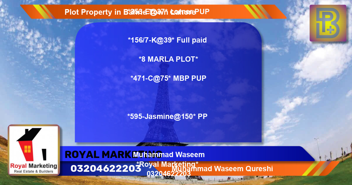 Residential Plot for Sale in Bahria Town, Lahore - (BP-68036)