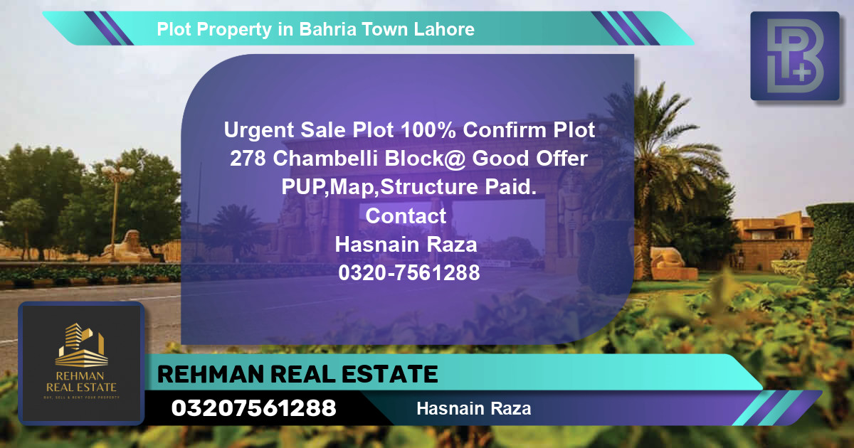 Residential Plot for Sale in Bahria Town, Lahore - (BP-68050)