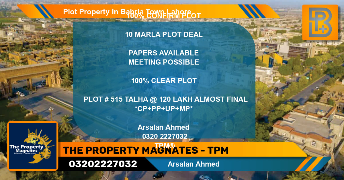 Residential Plot for Sale in Bahria Town, Lahore - (BP-68116)