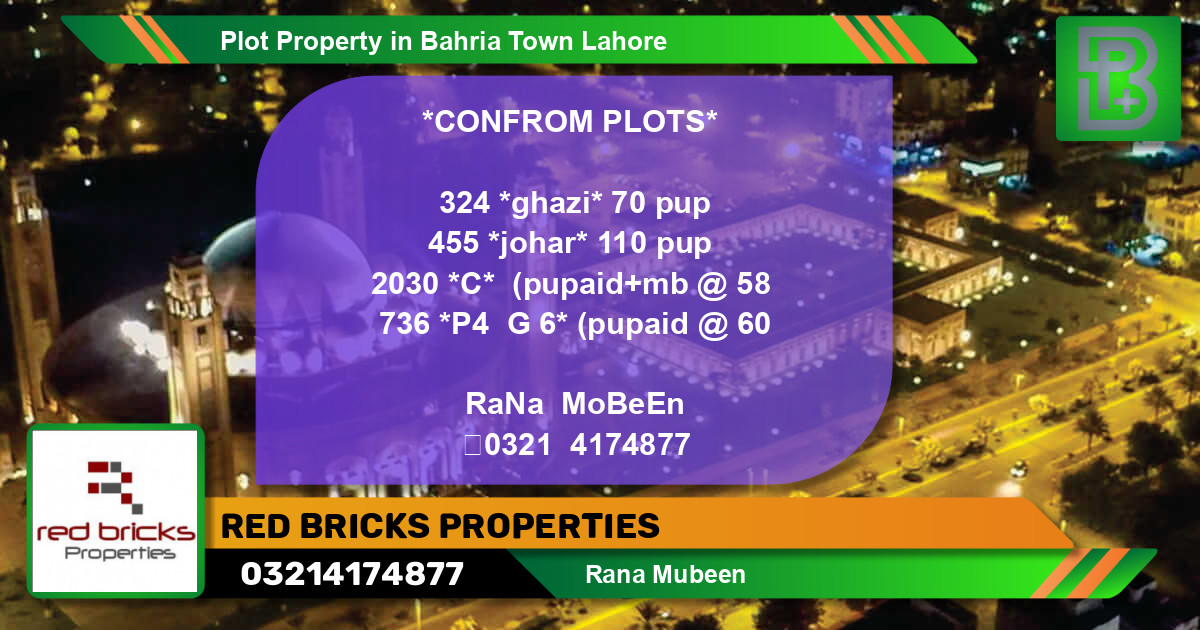 Residential Plot for Sale in Bahria Town, Lahore - (BP-68155)