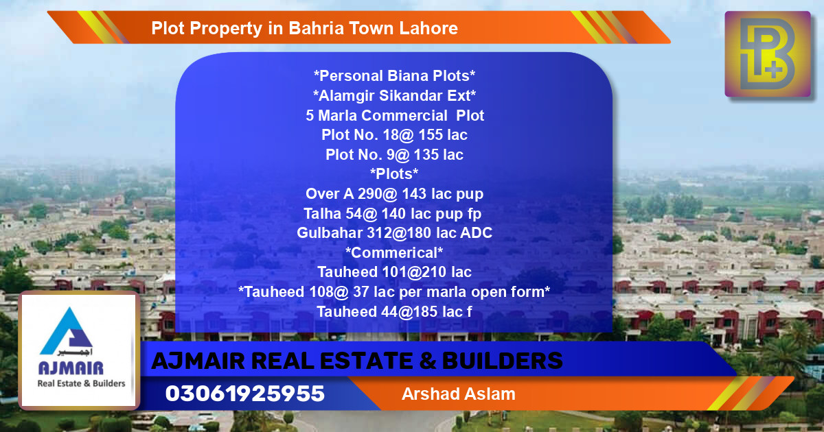 Commercial Plot for Sale in Bahria Town, Lahore - (BP-68159)