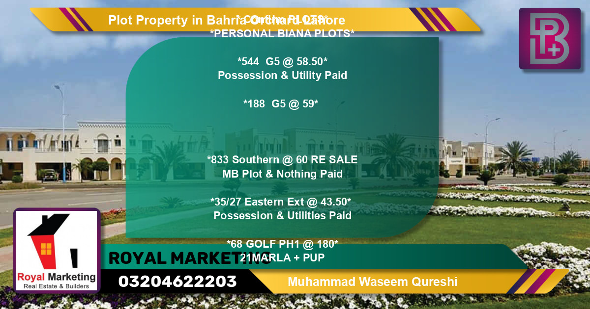 Residential Plot for Sale in Bahria Orchard, Lahore - (BP-68170)