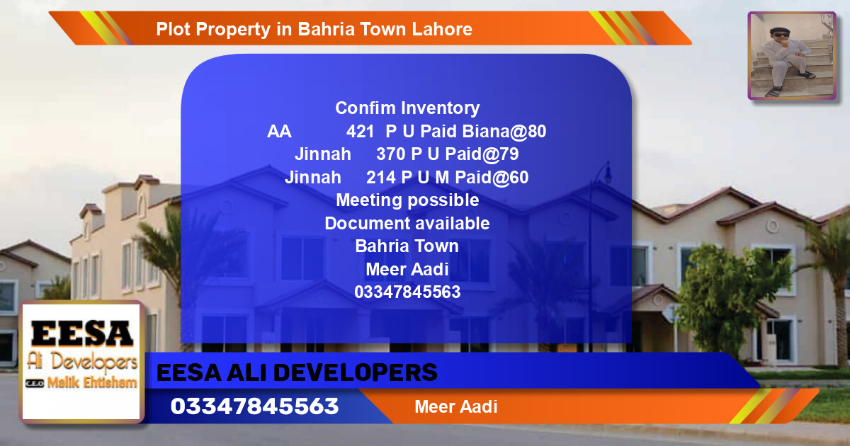 Residential Plot for Sale in Bahria Town, Lahore - (BP-68190)
