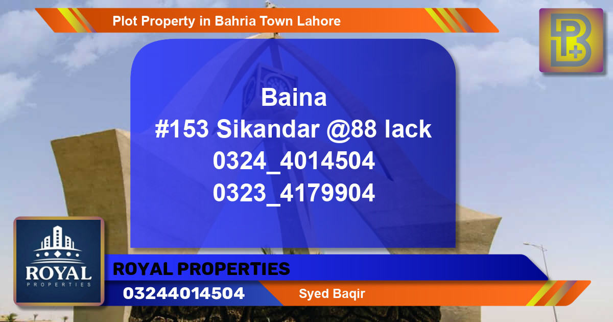 Residential Plot for Sale in Bahria Town, Lahore - (BP-68191)