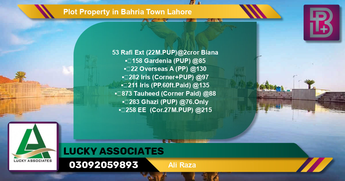 Residential Plot for Sale in Bahria Town, Lahore - (BP-68211)