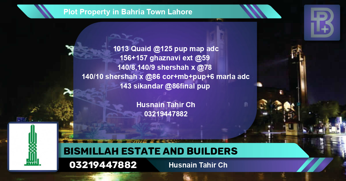 Residential Plot for Sale in Bahria Town, Lahore - (BP-68223)