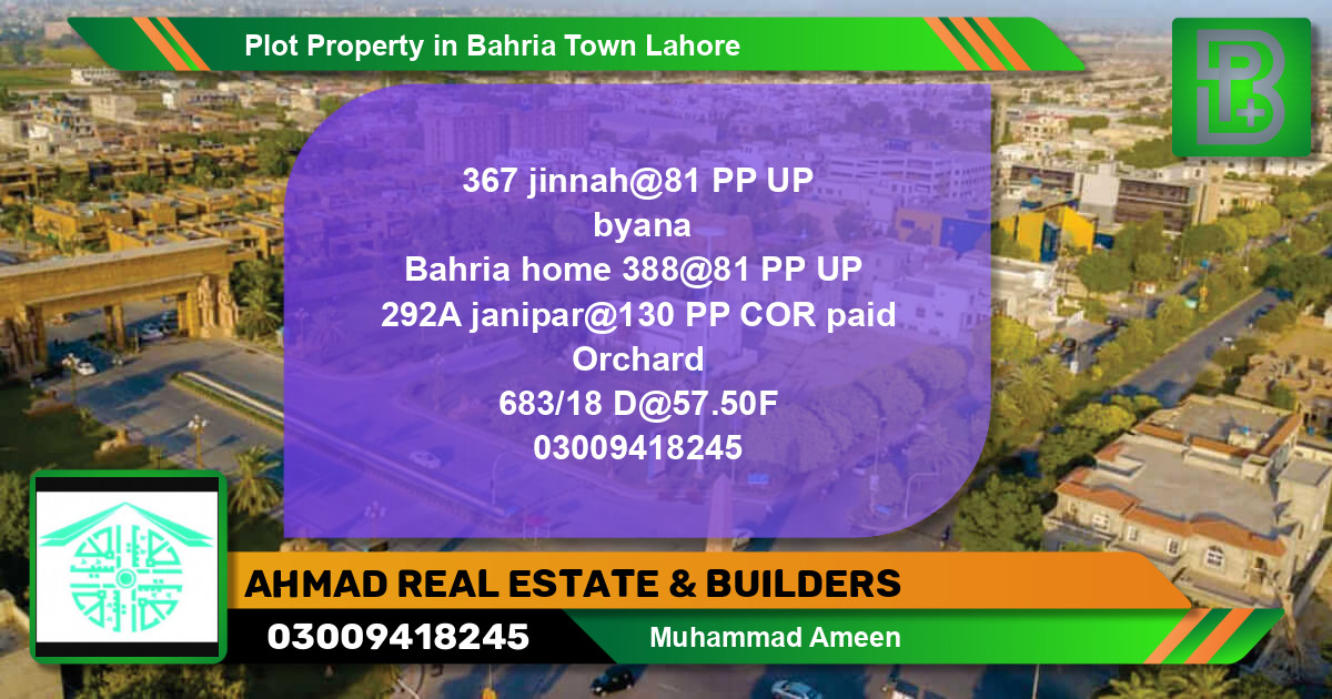 Residential Plot for Sale in Bahria Town, Lahore - (BP-68227)