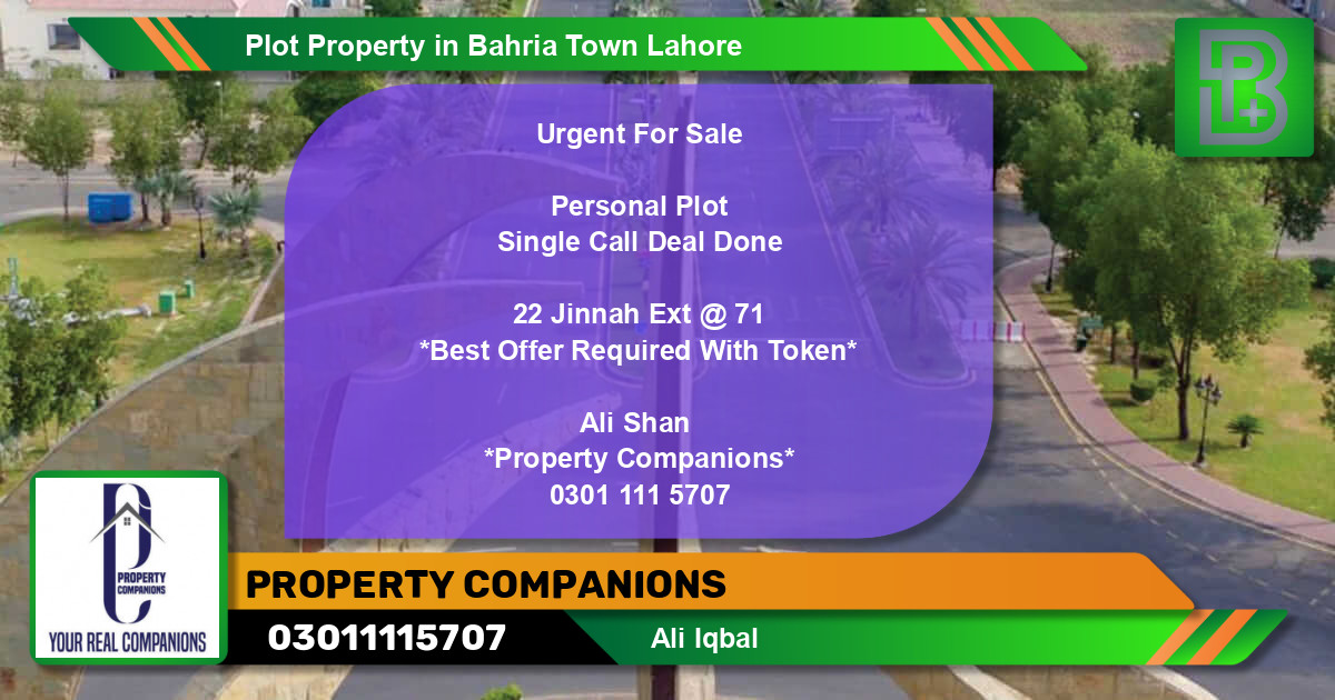 Residential Plot for Sale in Bahria Town, Lahore - (BP-68230)