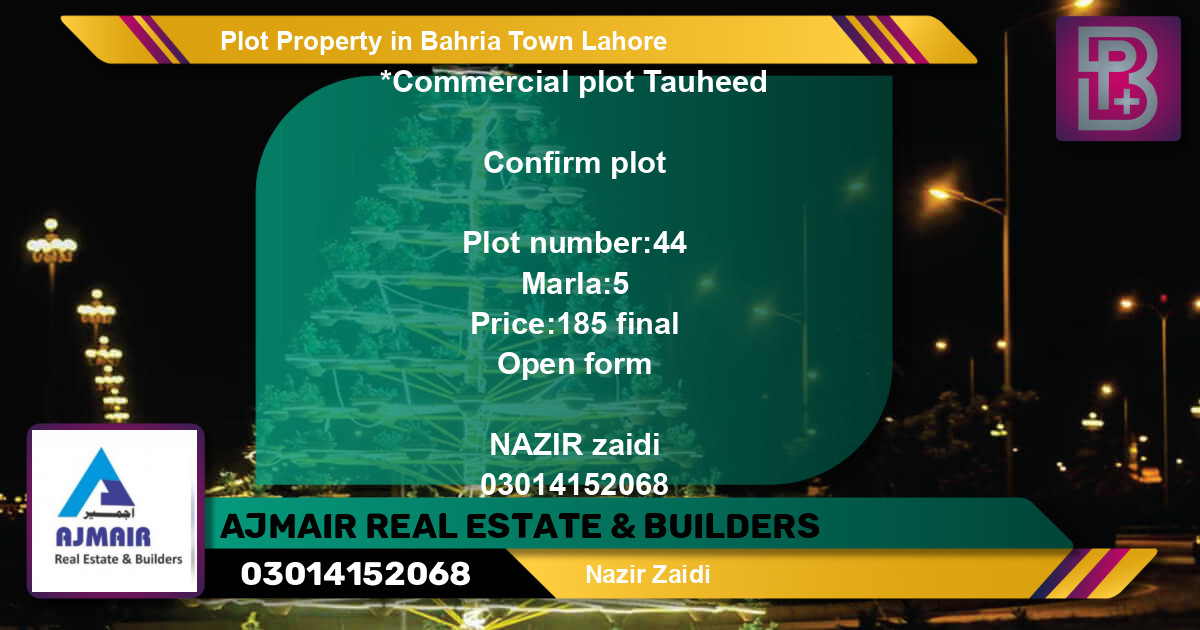 Commercial Plot for Sale in Bahria Town, Lahore - (BP-68245)