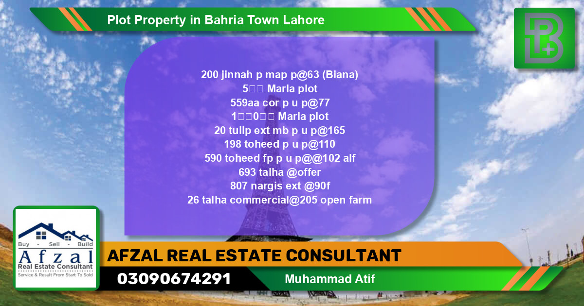 Commercial Plot for Sale in Bahria Town, Lahore - (BP-68248)
