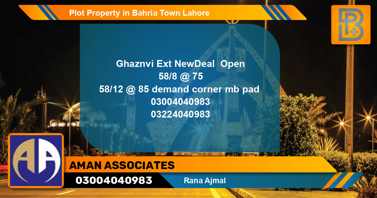 Residential Plot for Sale in Bahria Town, Lahore - (BP-68272)