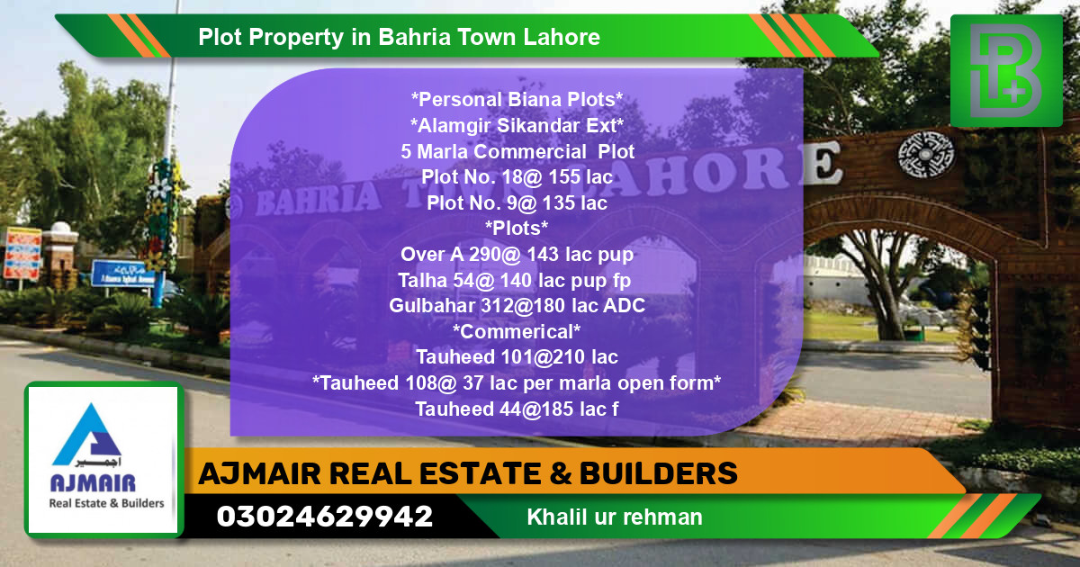 Commercial Plot for Sale in Bahria Town, Lahore - (BP-68286)