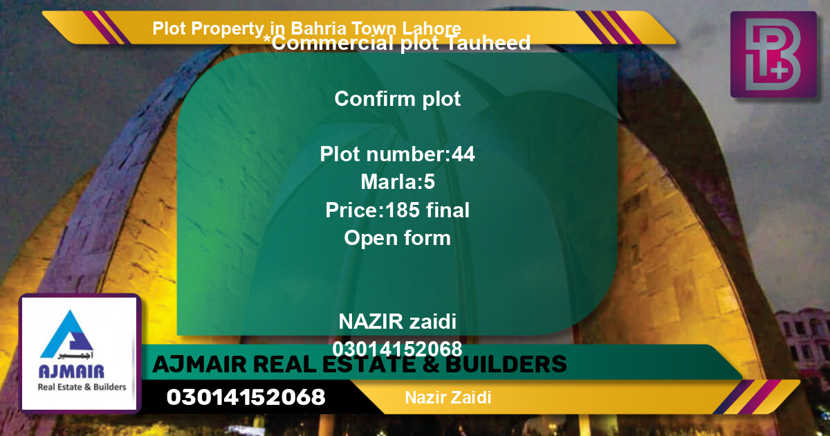 Commercial Plot for Sale in Bahria Town, Lahore - (BP-68289)