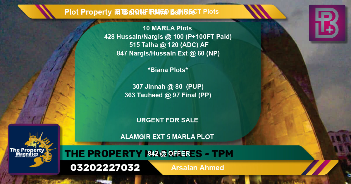 Residential Plot for Sale in Bahria Town, Lahore - (BP-68313)