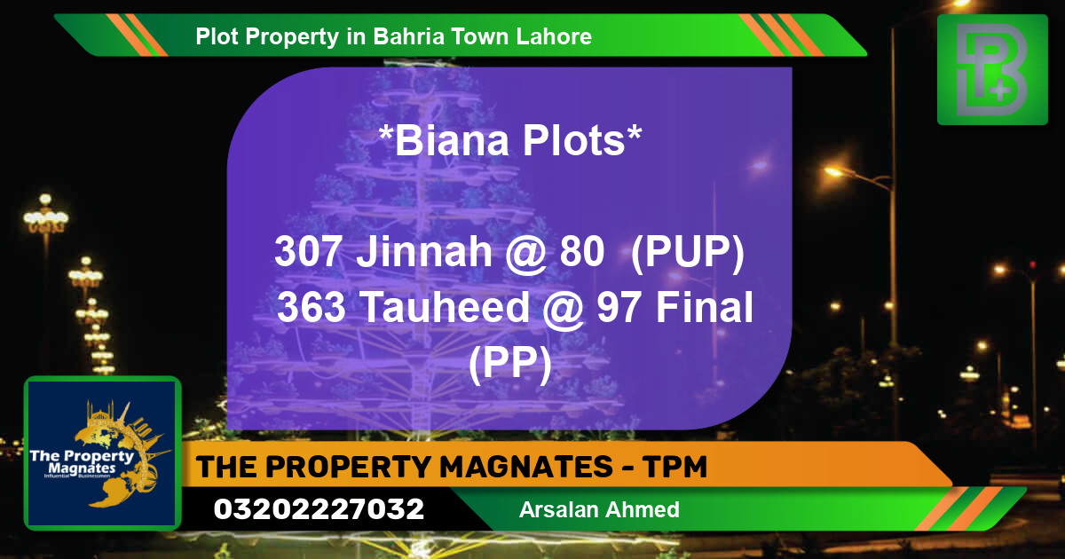 Residential Plot for Sale in Bahria Town, Lahore - (BP-68319)