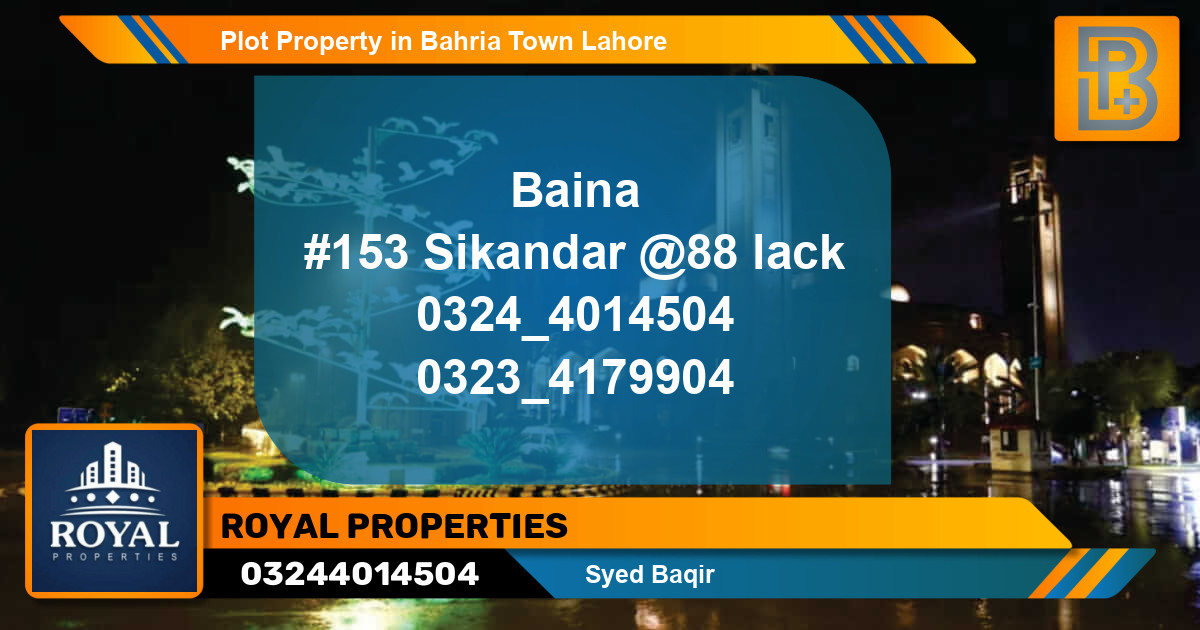 Residential Plot for Sale in Bahria Town, Lahore - (BP-68329)