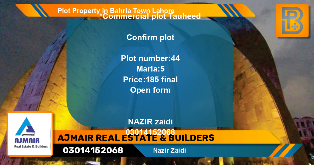 Commercial Plot for Sale in Bahria Town, Lahore - (BP-68336)