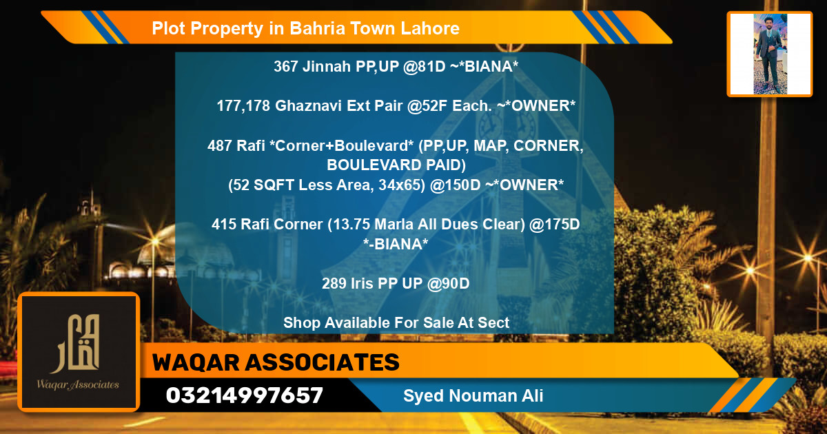 Residential Plot for Sale in Bahria Town, Lahore - (BP-68358)