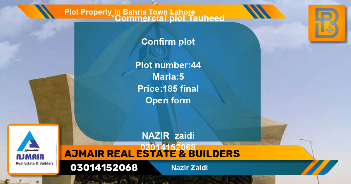 Commercial Plot for Sale in Bahria Town, Lahore - (BP-68379)