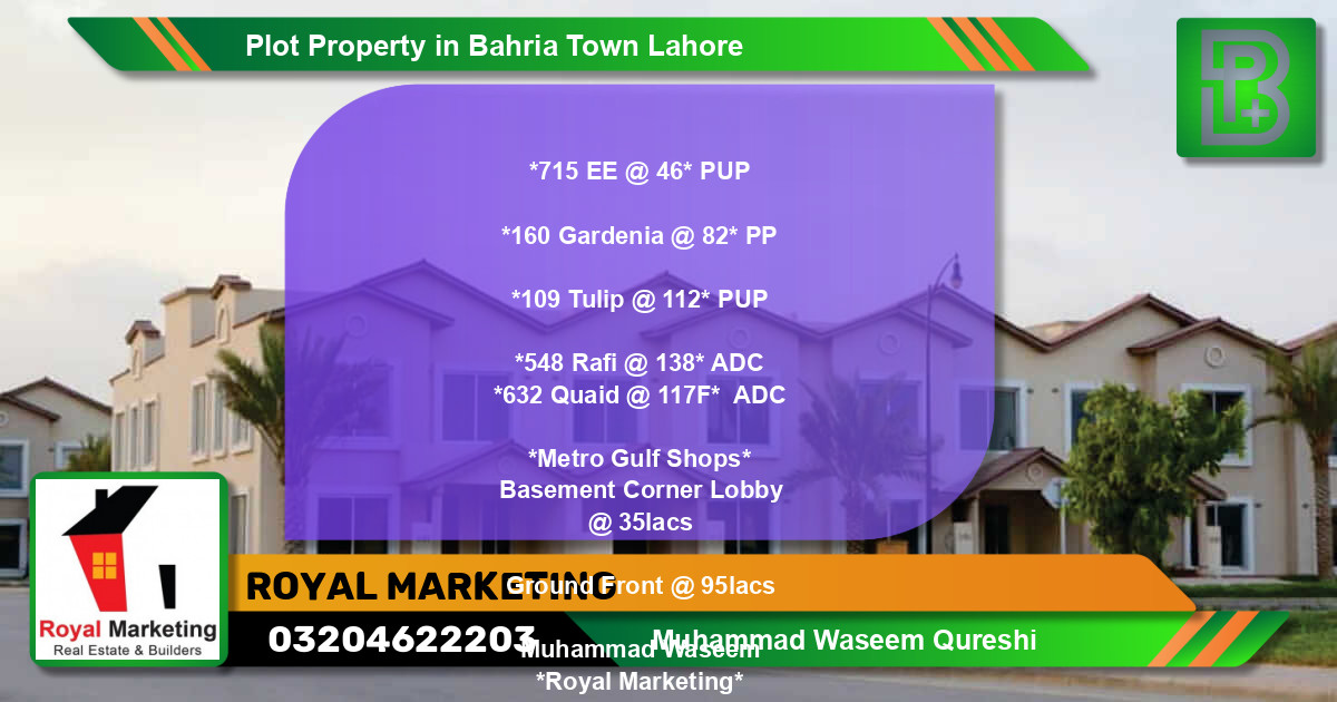 Residential Plot for Sale in Bahria Town, Lahore - (BP-68426)