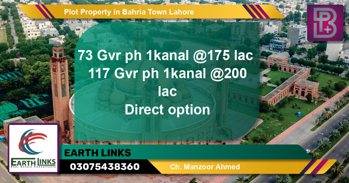 Residential Plot for Sale in Bahria Town, Lahore - (BP-68434)