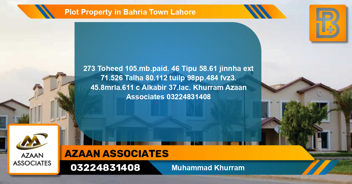 Residential Plot for Sale in Bahria Town, Lahore - (BP-68451)