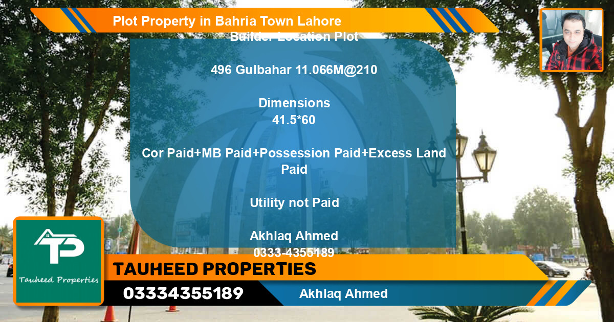 Residential Plot for Sale in Bahria Town, Lahore - (BP-68456)