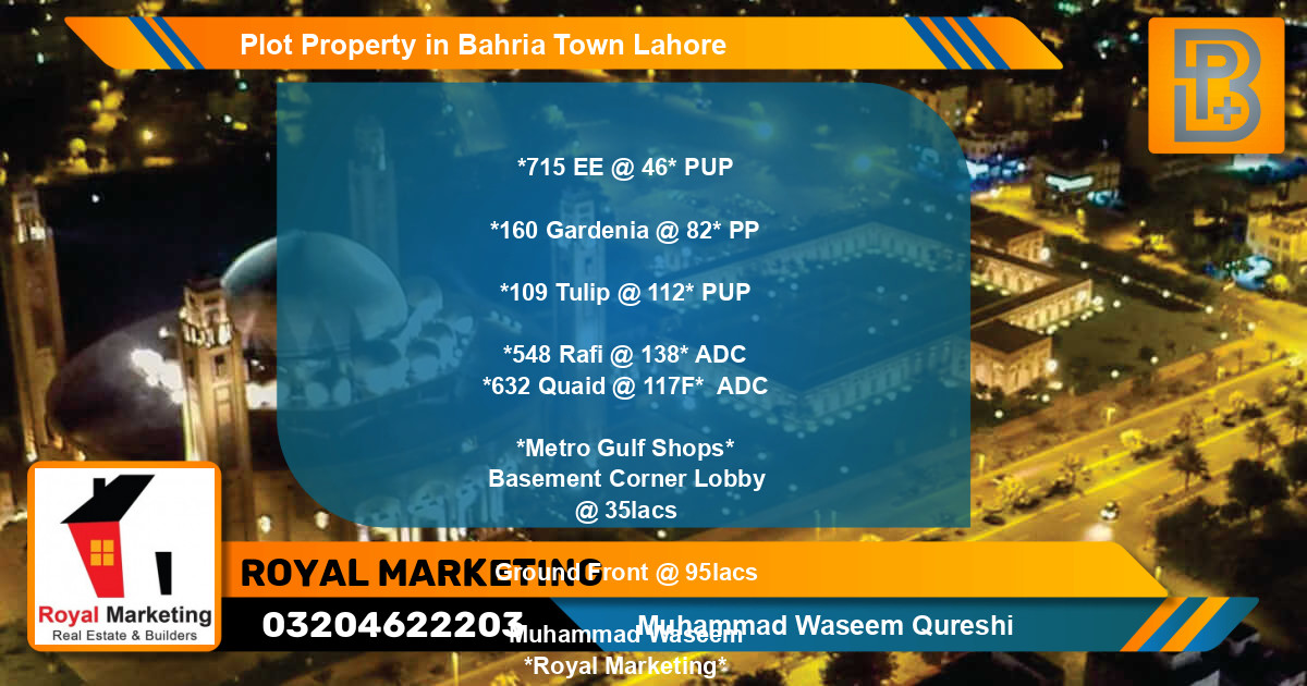 Residential Plot for Sale in Bahria Town, Lahore - (BP-68465)
