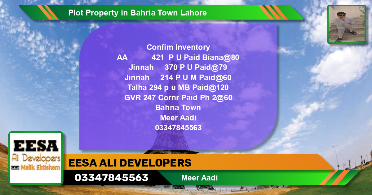Residential Plot for Sale in Bahria Town, Lahore - (BP-68472)