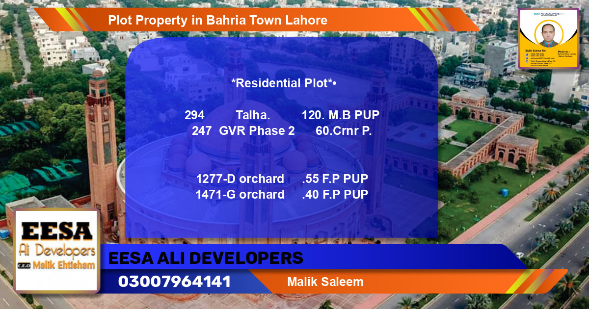 Residential Plot for Sale in Bahria Town, Lahore - (BP-68493)