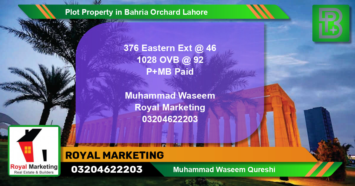 Residential Plot for Sale in Bahria Orchard, Lahore - (BP-68511)