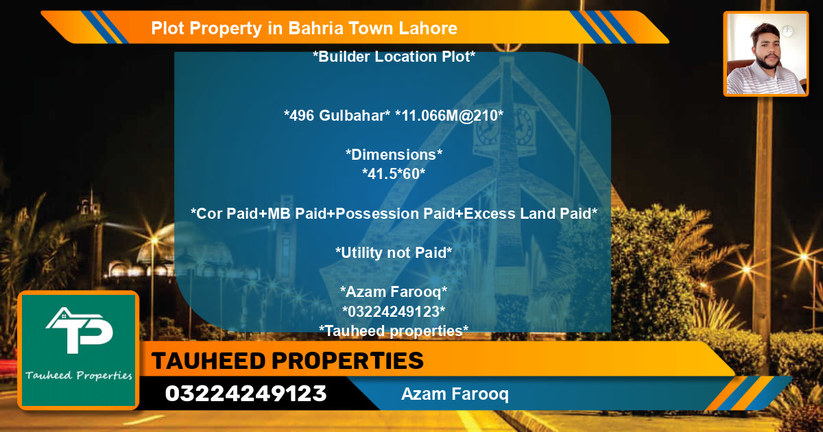 Residential Plot for Sale in Bahria Town, Lahore - (BP-68556)