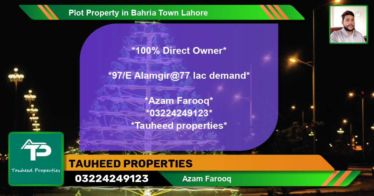 Residential Plot for Sale in Bahria Town, Lahore - (BP-68557)