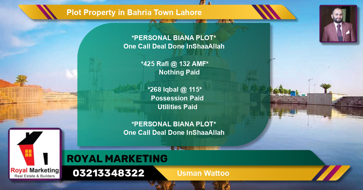 Residential Plot for Sale in Bahria Town, Lahore - (BP-68568)
