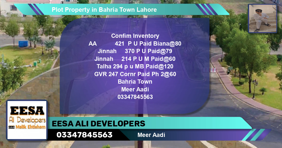 Residential Plot for Sale in Bahria Town, Lahore - (BP-68572)