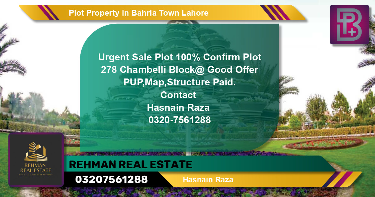 Residential Plot for Sale in Bahria Town, Lahore - (BP-68588)