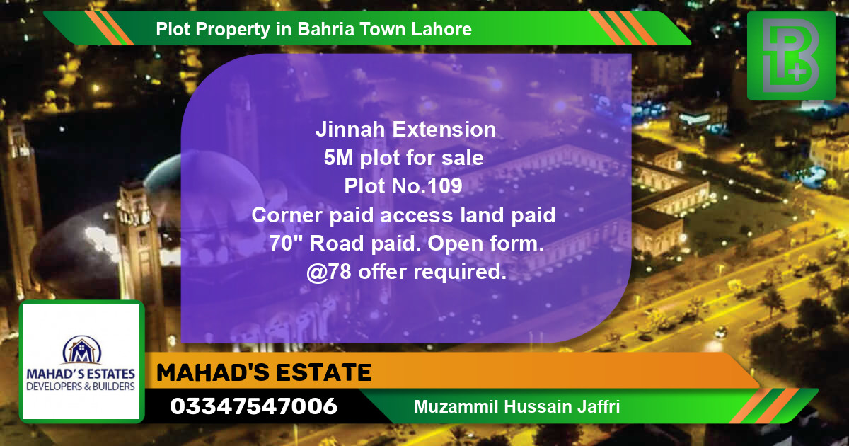 Residential Plot for Sale in Bahria Town, Lahore - (BP-68617)