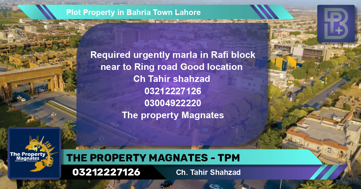 Residential Plot for Sale in Bahria Town, Lahore - (BP-68621)