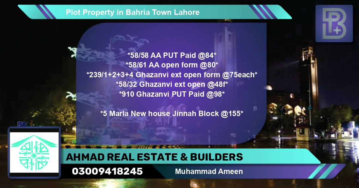 Residential Plot for Sale in Bahria Town, Lahore - (BP-68622)