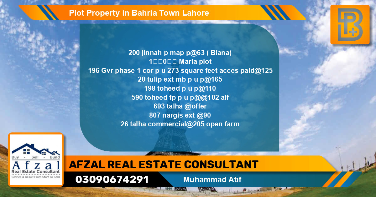 Commercial Plot for Sale in Bahria Town, Lahore - (BP-68624)