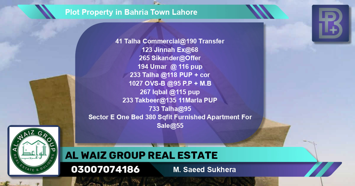 Commercial Plot for Sale in Bahria Town, Lahore - (BP-68635)