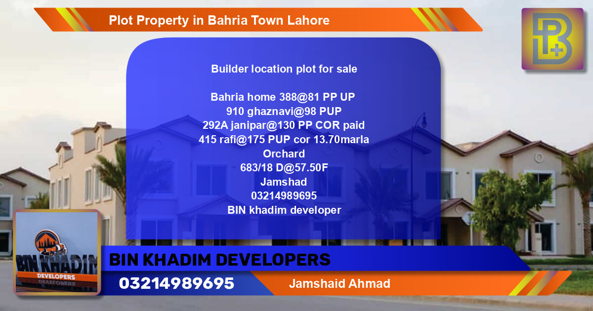 Residential Plot for Sale in Bahria Town, Lahore - (BP-68653)