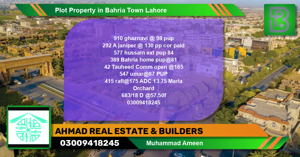 Residential Plot for Sale in Bahria Town, Lahore - (BP-68656)