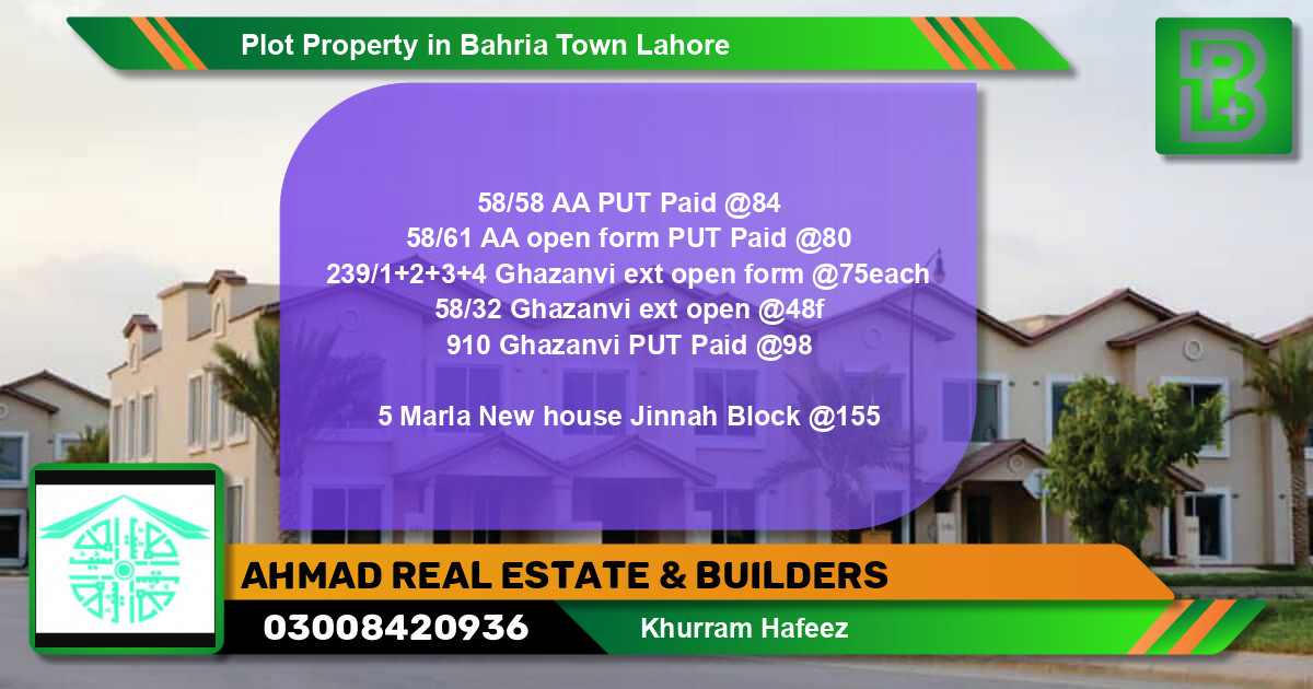 Residential Plot for Sale in Bahria Town, Lahore - (BP-68664)