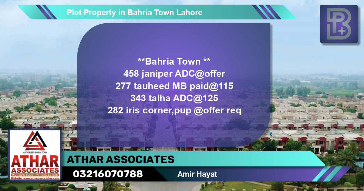 Residential Plot for Sale in Bahria Town, Lahore - (BP-68698)