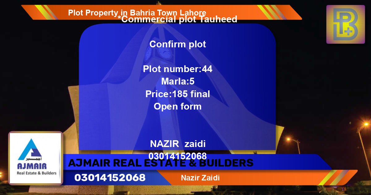 Commercial Plot for Sale in Bahria Town, Lahore - (BP-68706)