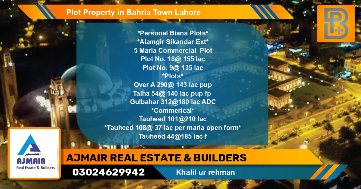 Commercial Plot for Sale in Bahria Town, Lahore - (BP-68714)